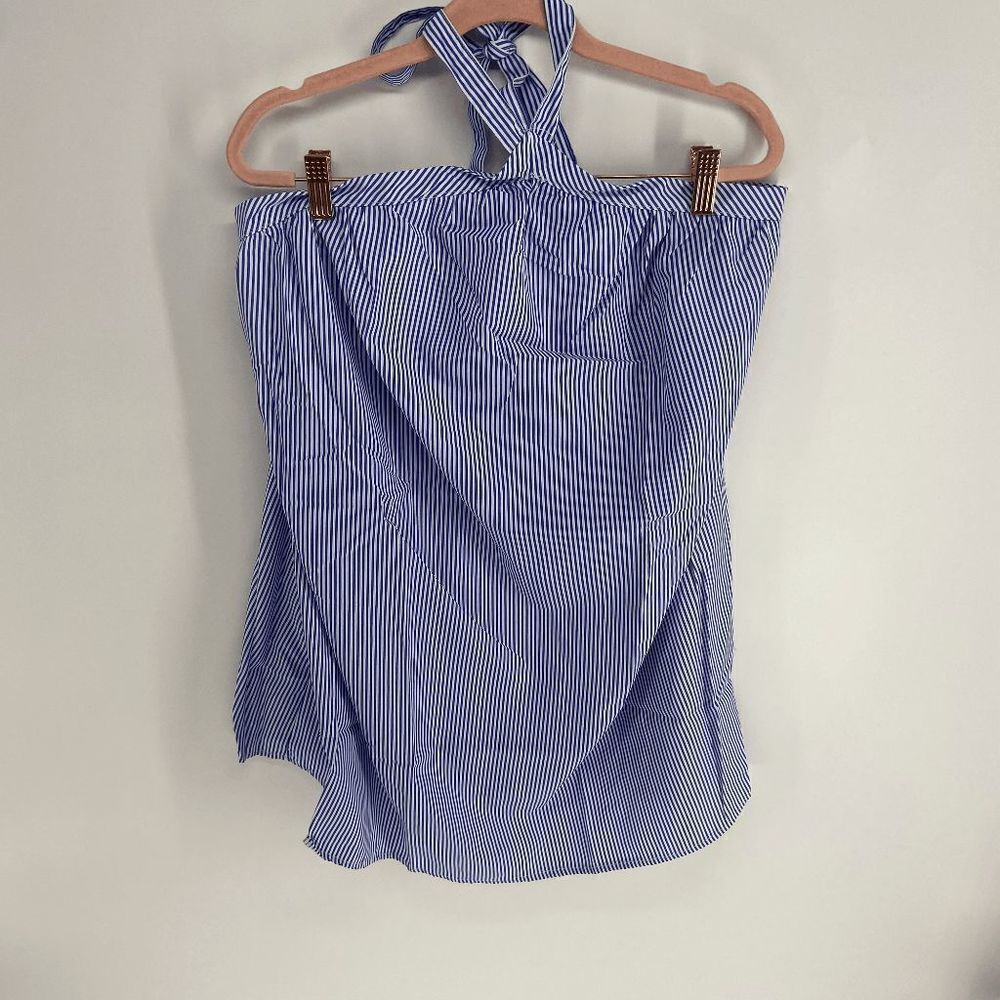 Zeagoo Women's Blue White Stripe Halter Top Size Small NWT
